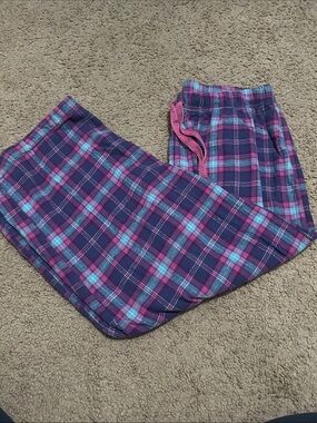 Indigo Girls Purple Plaid Pajama Bottoms with Pink Drawstring